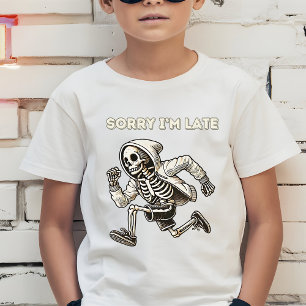 T-shirt Squelette drôle d'enfants en retard