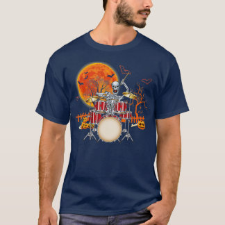 T-shirt Squelette Drummer Halloween Costume de jeu de tamb