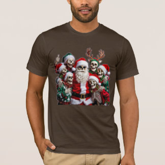 T-shirt Squelette du Père Noël Photo de groupe de Noël – 3