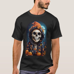 T-shirt Squelette effrayant avec des citrouilles maléfique