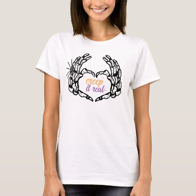 T-shirt Squelette éffrayant Mains Creuse Il Réel (Devant)