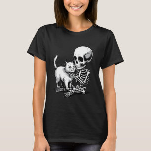 T-shirt Squelette Enlaçant Un Chat Mignon Enfant Garçons T
