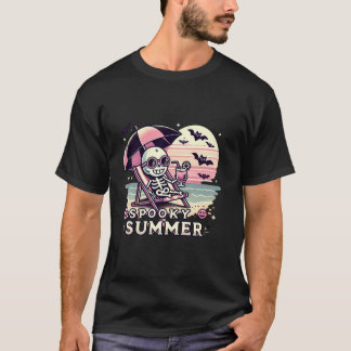 T-shirt Squelette été éffrayant Halloween Vibes Café glacé