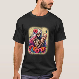 T-shirt Squelette Féminin Et Cute Kitten Amoureux de les c