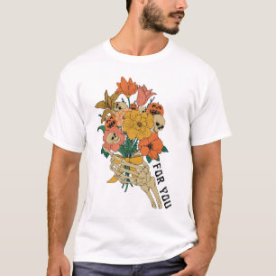 T-shirt Squelette Fleurs à main Halloween