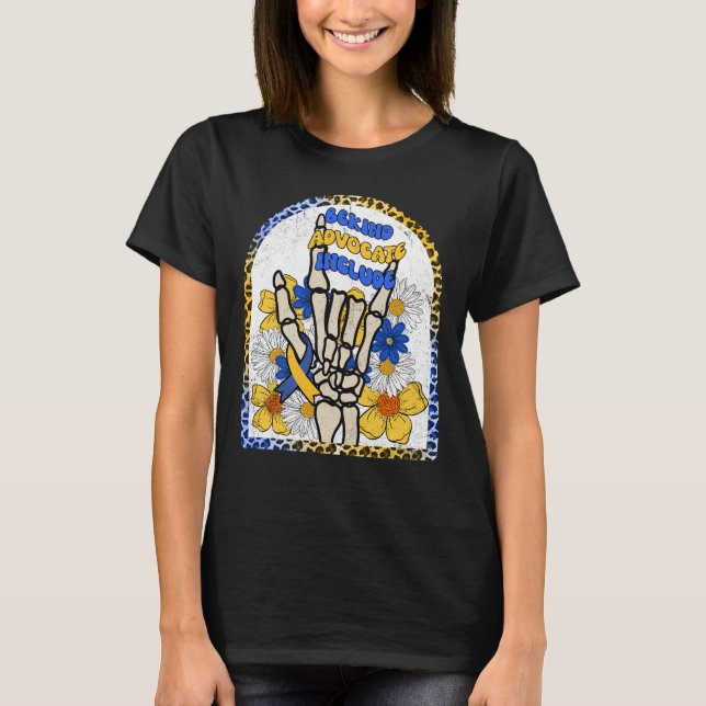 T-shirt Squelette floral - Syndrome de Down (Devant)