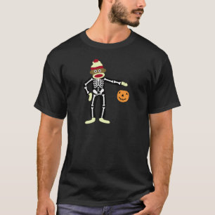 T-shirt Squelette Halloween de singe de chaussette
