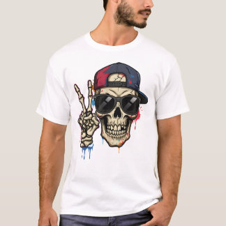 T-shirt Squelette Hip hop avec Casquette et nuances