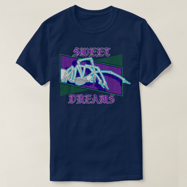 T-shirt Squelette humain Spider Vaporwave Outrun Éffrayant (Design devant)