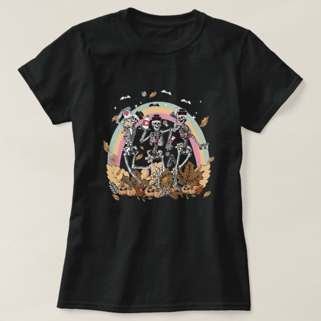 T-shirt squelette infirmière (Design devant)