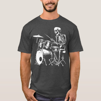 T-shirt squelette jouant aux tambours