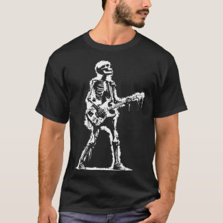 T-shirt squelette jouant du rock