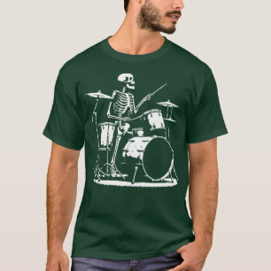 T-shirt squelette joue la batterie