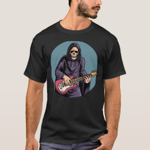 T-shirt Squelette Jouer Basse Guitare Baid Tatouage crâne
