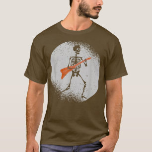 T-shirt Squelette Jouer Guitare Rock Moon Halloween Musiqu