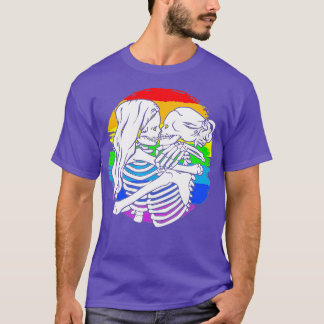 T-shirt Squelette lesbienne couple - Fierté lesbienne pour