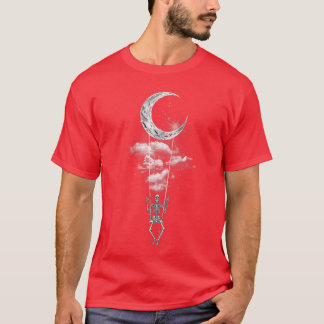 T-shirt Squelette Main Rock Sur Balançoire Lunaire Drôle H
