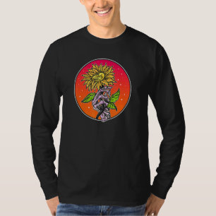 T-shirt Squelette Main Rose Jaune Rose Cool Fleur Aesthe