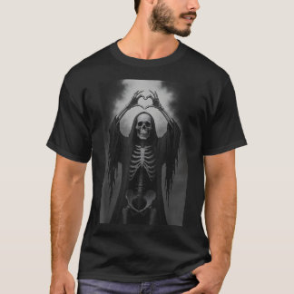 T-shirt Squelette Mains Coeur Signal Y Visage Drôle Hallow