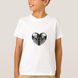 T-shirt Squelette Mains Coeur Signer Halloween Costume Ret
