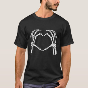 T-shirt Squelette Mains Faire Coeur mignon Costume Hallowe