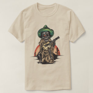T-shirt Squelette Mexicain Avec Guitare