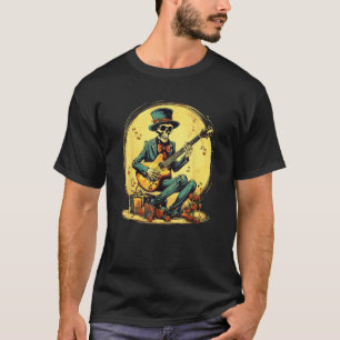 T-shirt Squelette musicien d'apparence soignée avec guitar