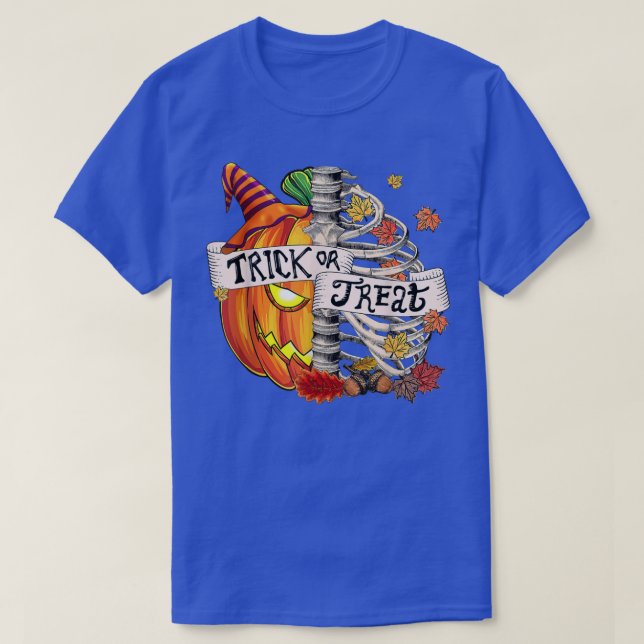 T-shirt Squelette Ou Traite Jack-o'-lantern Halloween B (Design devant)