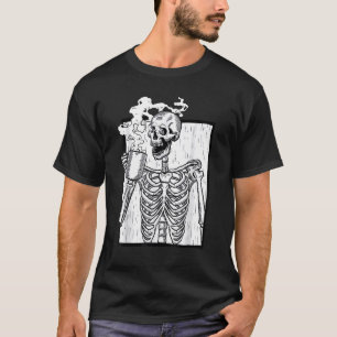 T-shirt Squelette photo Vintage avec Smiling Crâne drinki