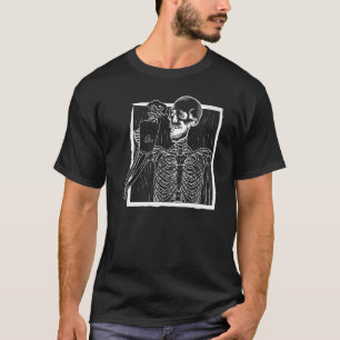 T-shirt Squelette photo Vintage avec Smiling Crâne drinki