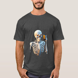 T-shirt Squelette regardant une tasse de café design cool