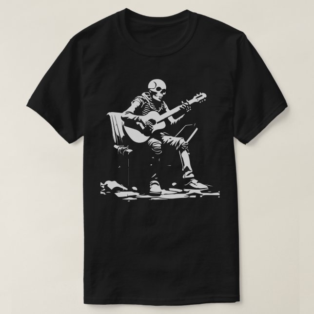 T-shirt squelette rock n roll (Design devant)
