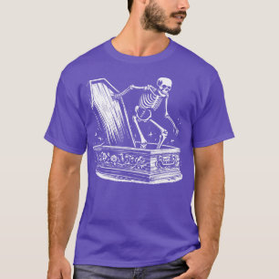T-shirt squelette se réveillant du cercueil
