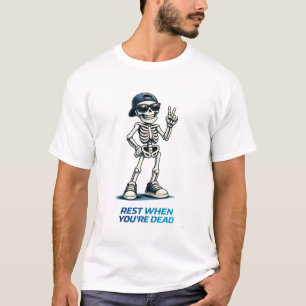 T-shirt Squelette Signe de Victoire Design Humoristique Dr