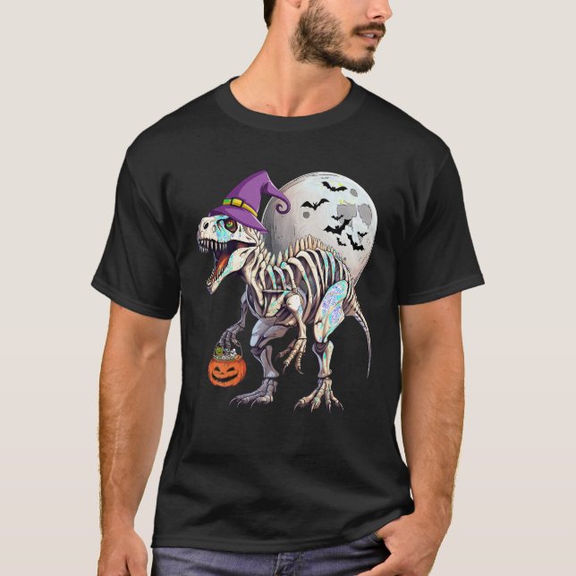 T-shirt Squelette Sorcière Dinosaure T Rex Funny Halloween (Devant)