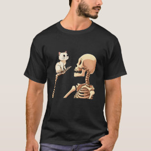 T-shirt Squelette tenant un chat Costume drôle d'Halloween