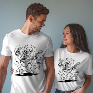 T-shirt Squelette vintage Jouer de la guitare