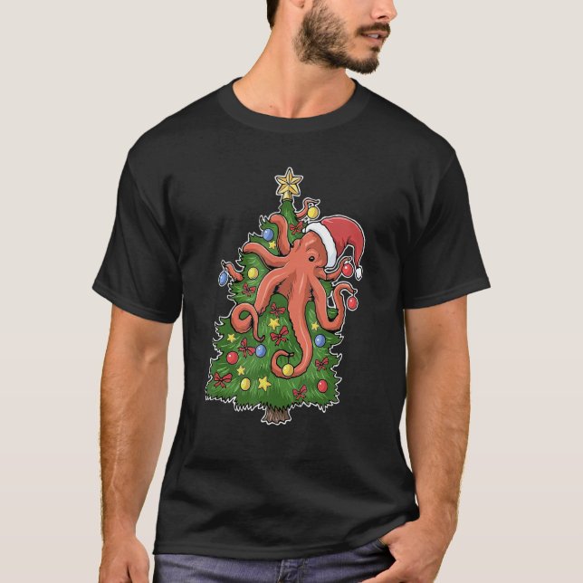 T-shirt Squid santa ornaments Graphic Octopus christmas tr (Devant)