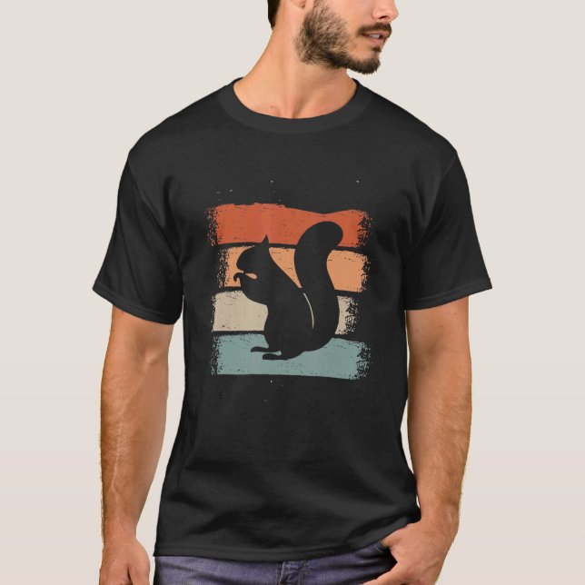T-shirt Squirrel Retro Animal Forest Squirrel   (Devant)