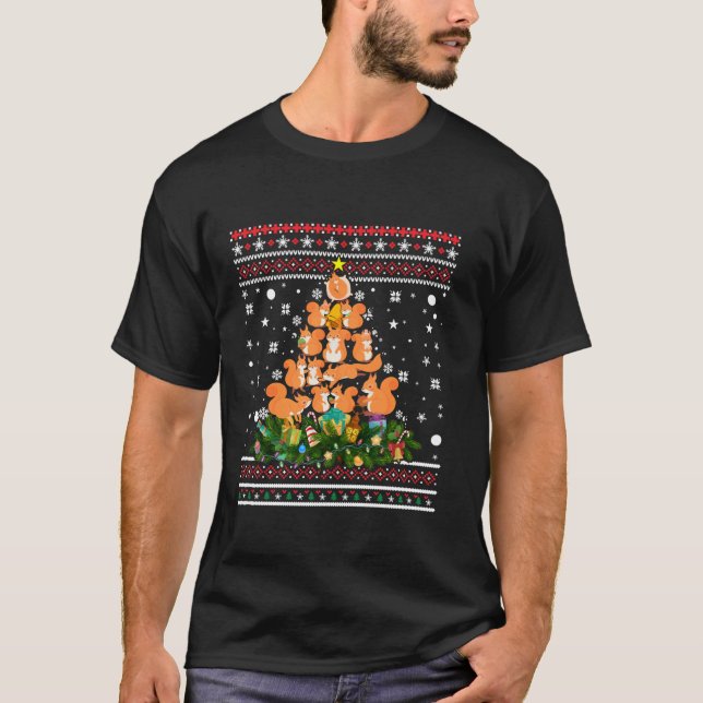 T-shirt Squirrel Ugly Christmas Tree Funny Snowflakes Cand (Devant)