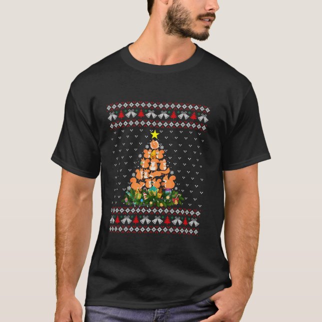 T-shirt Squirrel Ugly Christmas Tree Funny Snowflakes Cand (Devant)