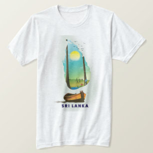 T-shirt Sri Lanka carte illustrée affiche touristique.