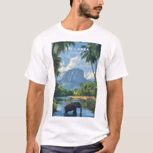 T-shirt Sri Lanka Éléphant Rivière Jungle pour Hom