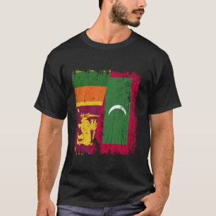 T-shirt Sri Lanka Maldives Demi-drapeau Sri-Lankais Maldiv