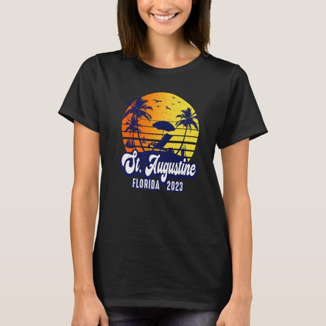 T-shirt St. Augustine 2023 Florida Sunset Beach Retro Prem (Devant)