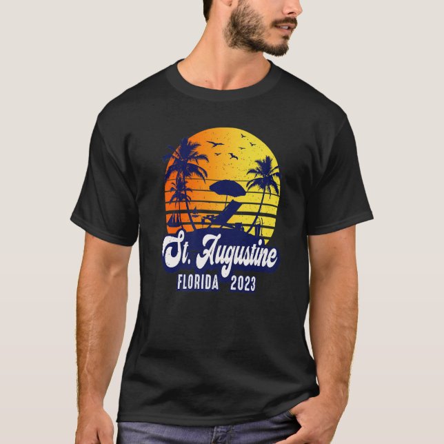 T-shirt St. Augustine 2023 Florida Sunset Beach Retro Prem (Devant)
