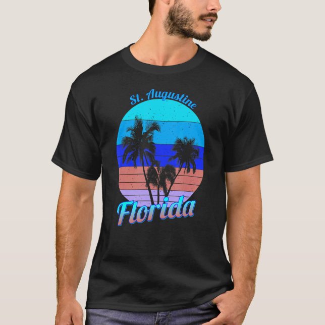 T-shirt St Augustine Floride Rétro Palmiers tropicaux Va (Devant)