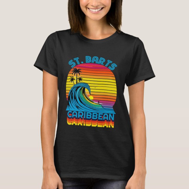 T-shirt St Barts Caribbean Retro Throwback Surf & Beach So (Devant)