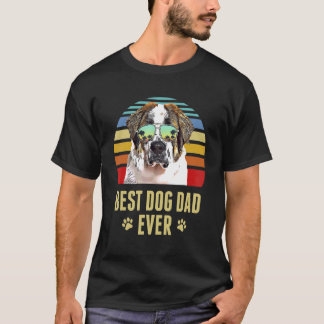 T-shirt St Bernard Best Dog Papa Jamais Retro Sunset