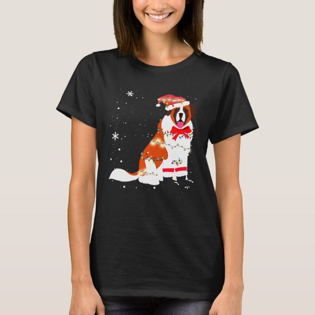 T-shirt St Bernard Chien Noël Arbre Noël Noël Maman Papa (Devant)